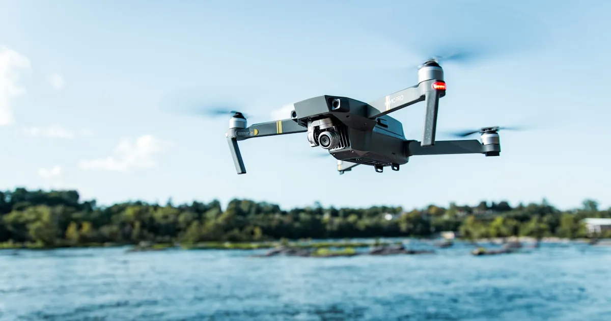 Aerial drone view over a monitored perimeter